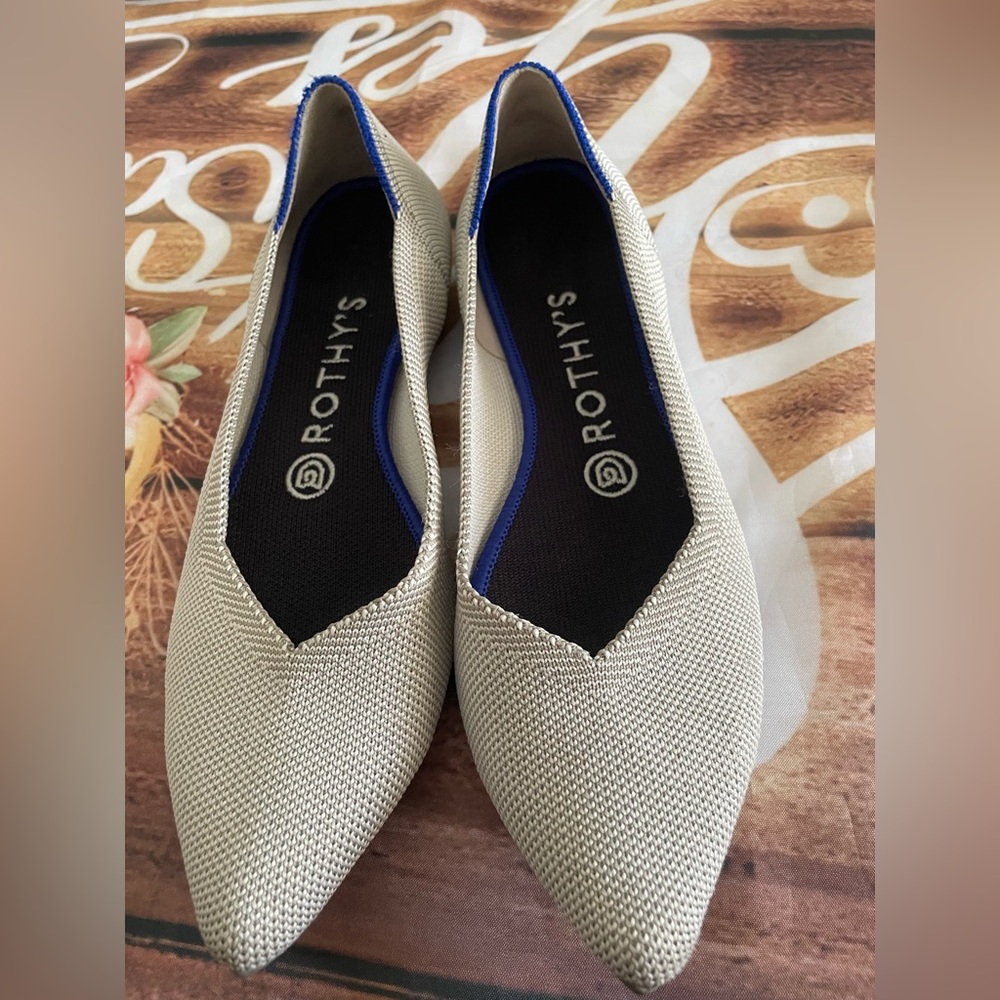 Rothy's Cream Flats with Pointed Toe and Slip-On Design